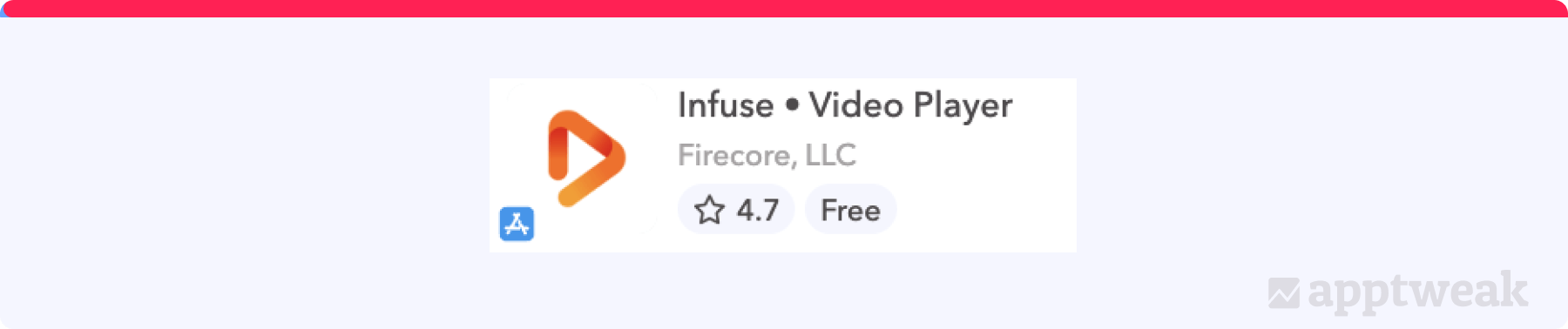 Infuse has added the combination keyword video player after its brand name to reflect the app functionality
