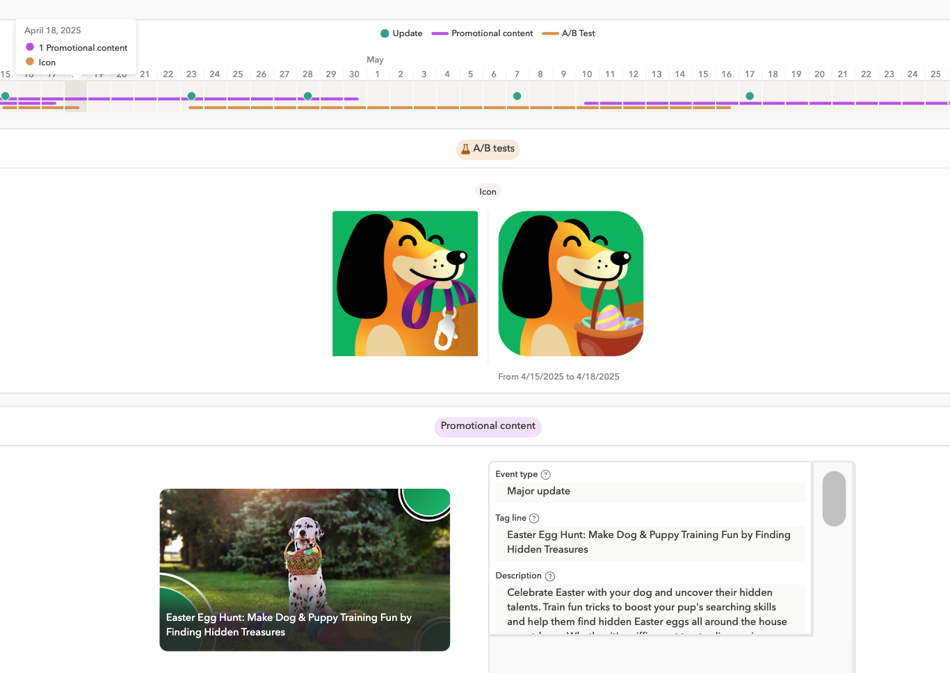 Google Play vs App Store in AppTweak, you can see metadata and creative strategies of your competitors for both platforms.