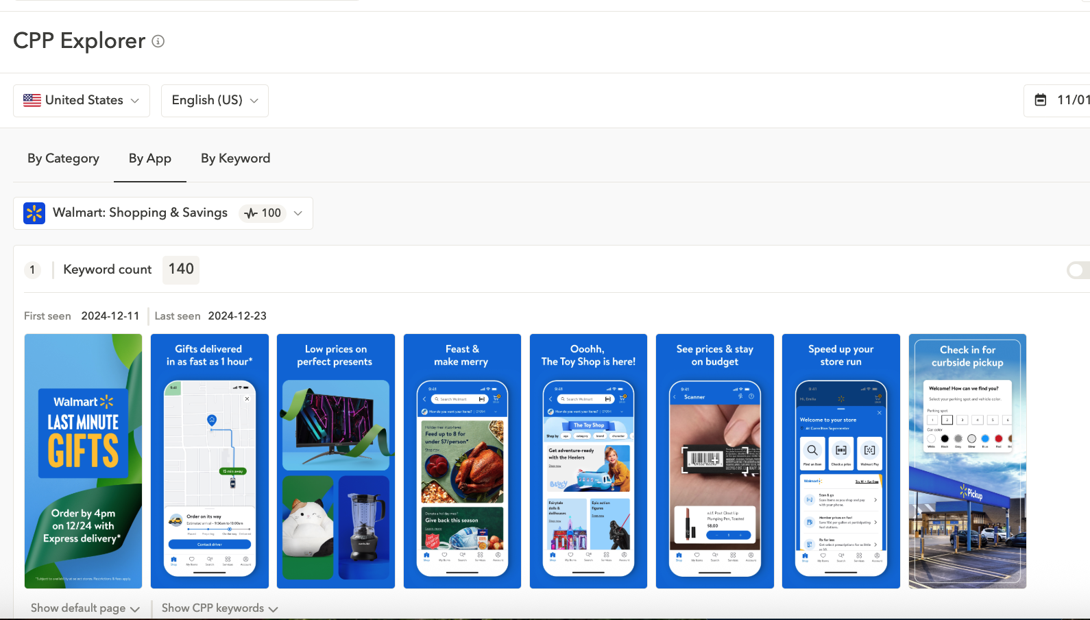 CPP Explorer in AppTweak: search CPPs by category, app or keyword